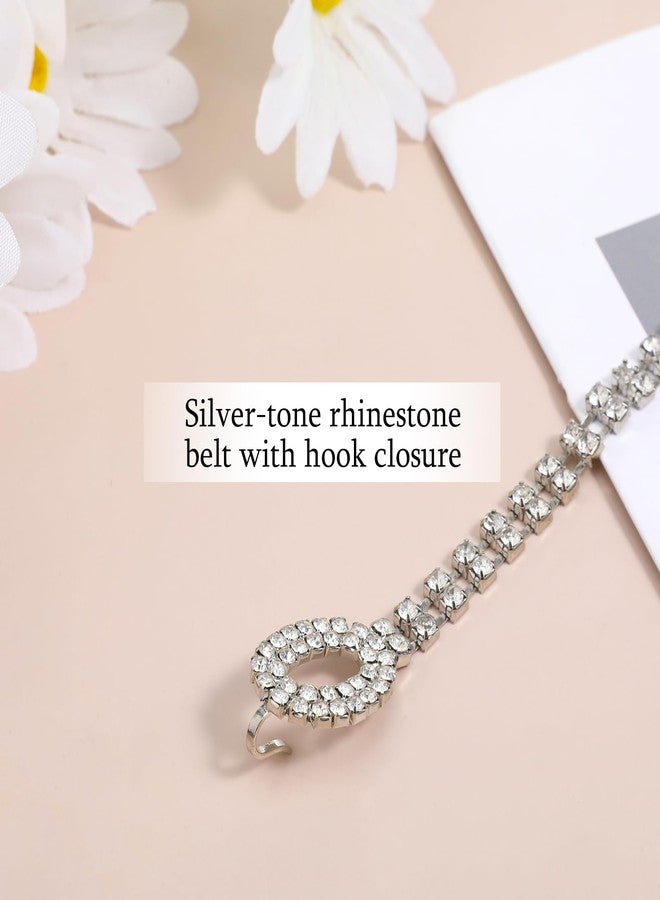 IANFAN Silver Rhinestone Chain Belt For Women, Adjustable Sparkly Chain Belt, Crystal Waist Chains Belts with Hook Buckle for Evening Parties, Weddings, Dances - Image 4